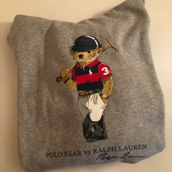 POLO RALPH LAUREN Bear Fleece Grey Hoodie. Size: 2XL, 2XB, 2TG
